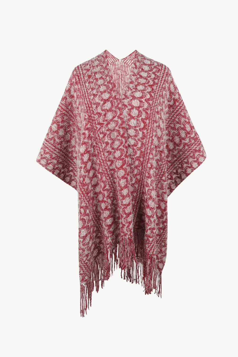 Open Front Fringe Hem Poncho