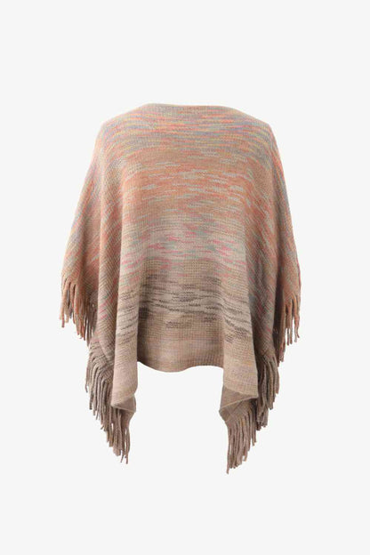 Round Neck Fringe Detail Poncho