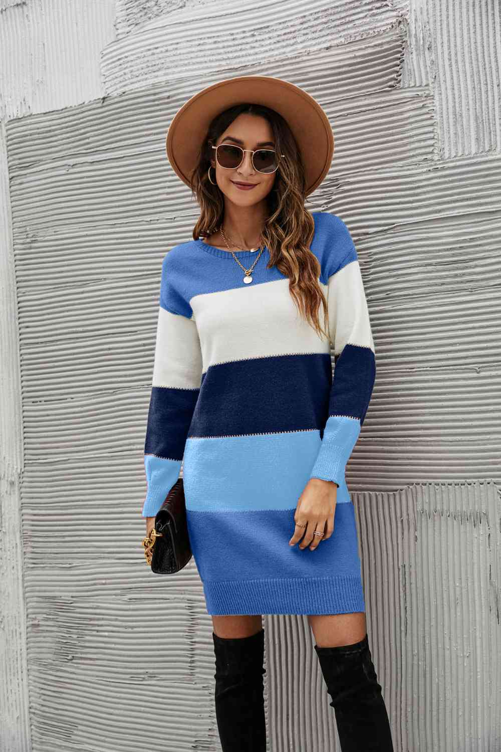 Woven Right Striped Sweater Dress