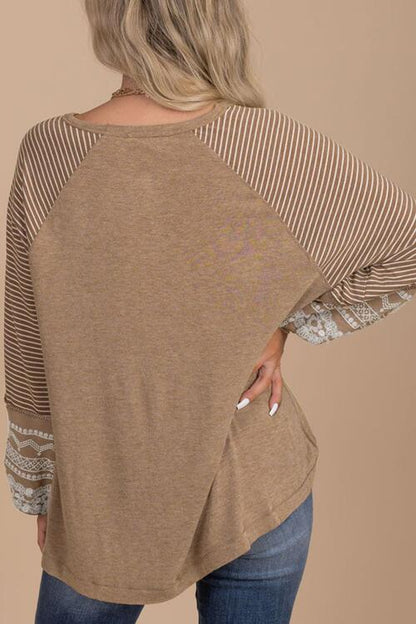 Striped Round Neck Long Sleeve Blouse - Create the impossible