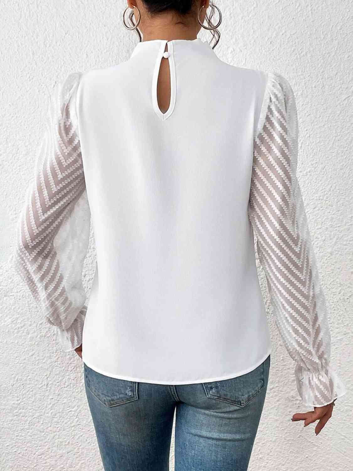 Mock Neck Flounce Sleeve Blouse - Create the impossible