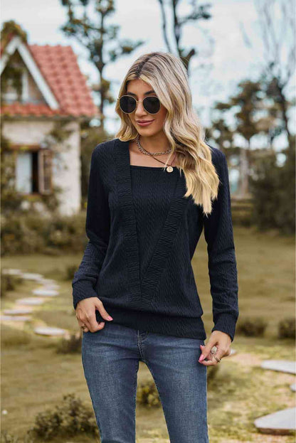 Square Neck Long Sleeve Blouse - Create the impossible