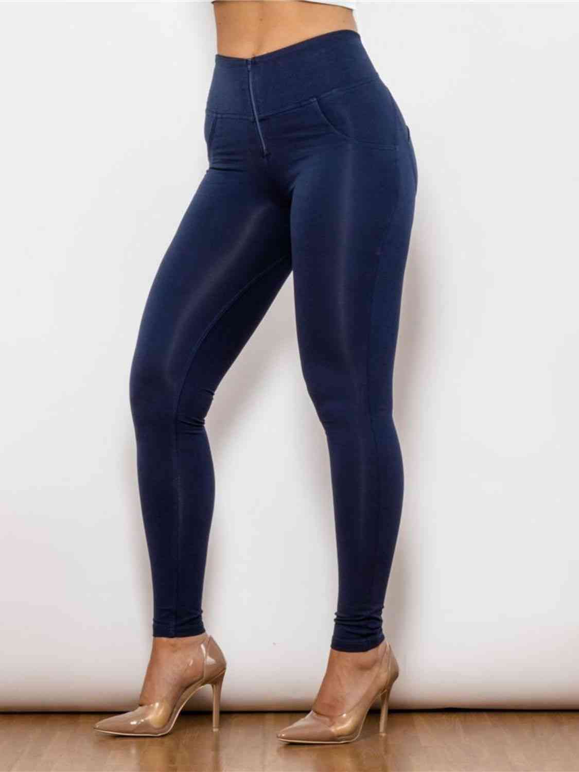 Full Size Zip Detail High Waist Leggings