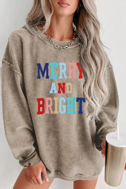 MERRY AND BRIGHT Graphic Sweatshirt - Create the impossible
