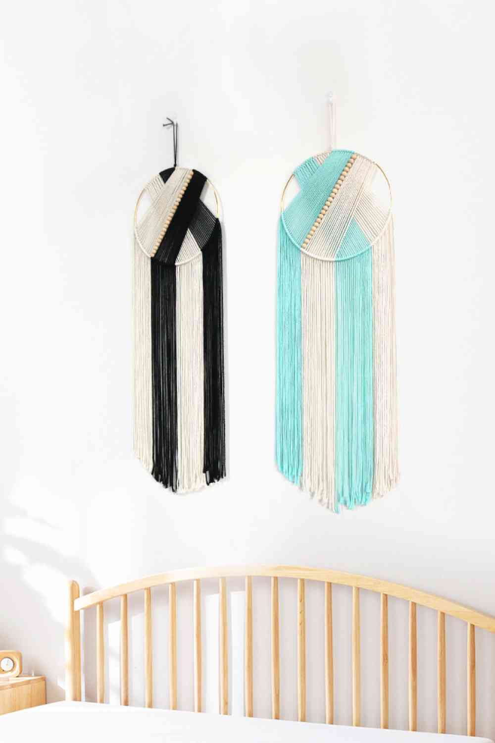 Contrast Macrame Hoop Wall Hanging