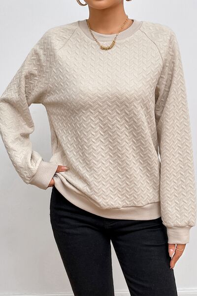 Texture Round Neck Long Sleeve Sweatshirt - Create the impossible