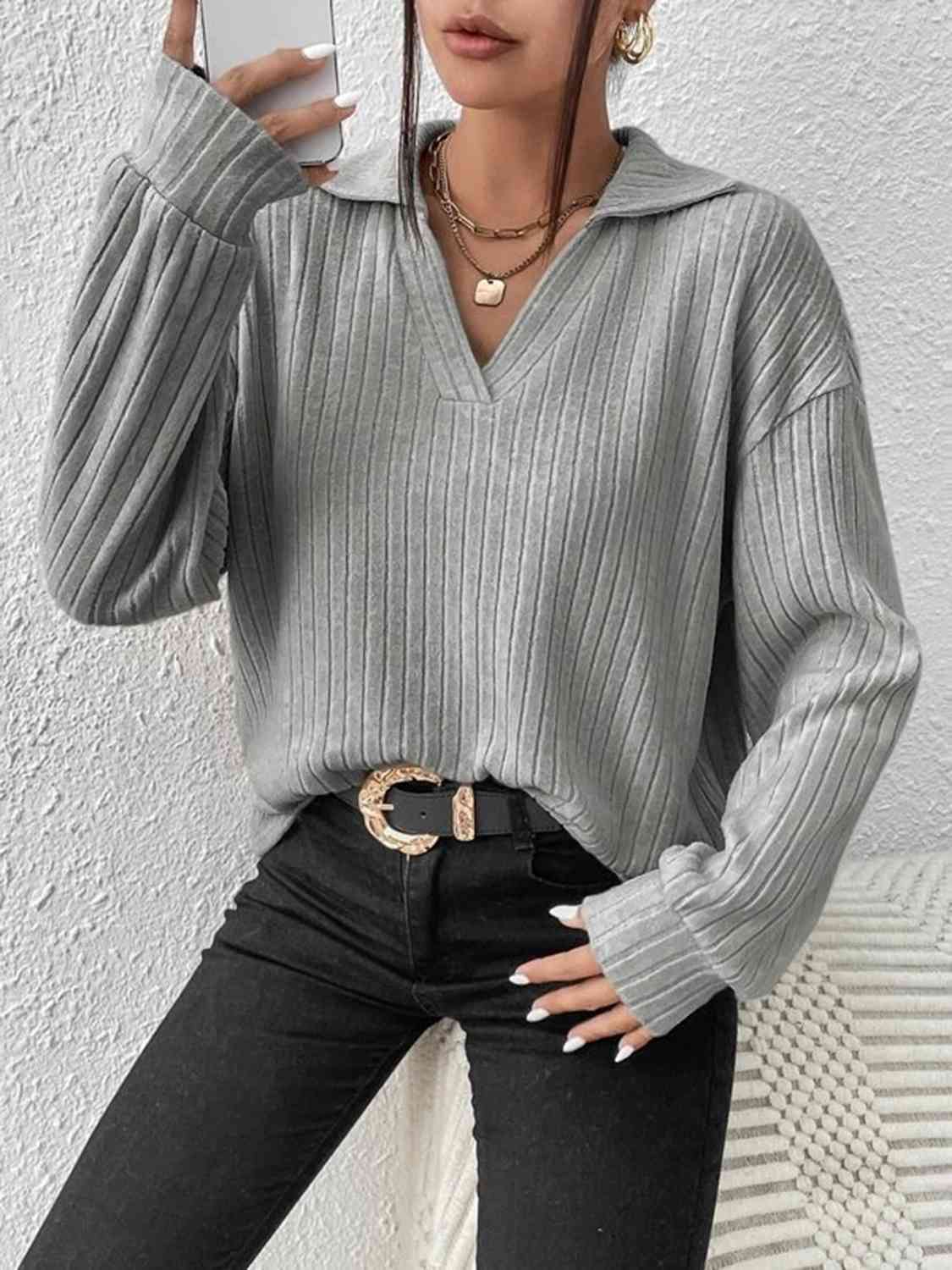 Johnny Collar Ribbed Top - Create the impossible