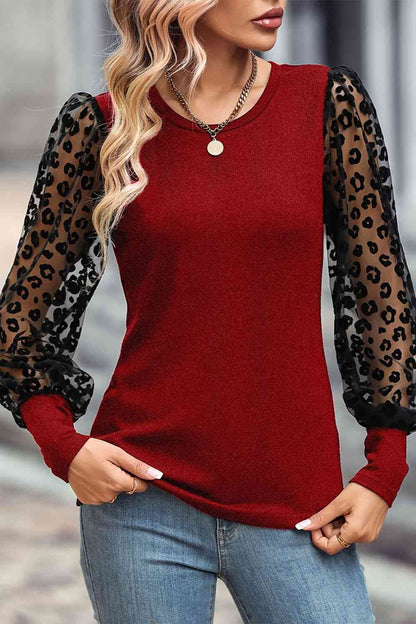 Round Neck Lantern Sleeve Blouse - Create the impossible