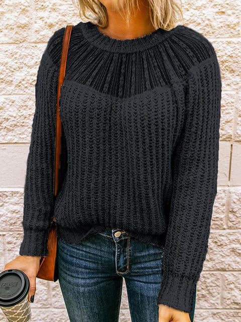 Round Neck Rib-Knit Sweater - Create the impossible