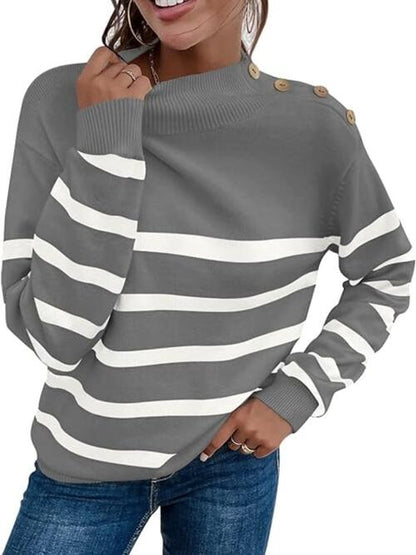 Striped Shoulder Detail Sweater