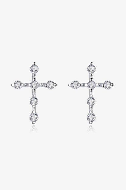 Zircon Cross 925 Sterling Silver Earrings