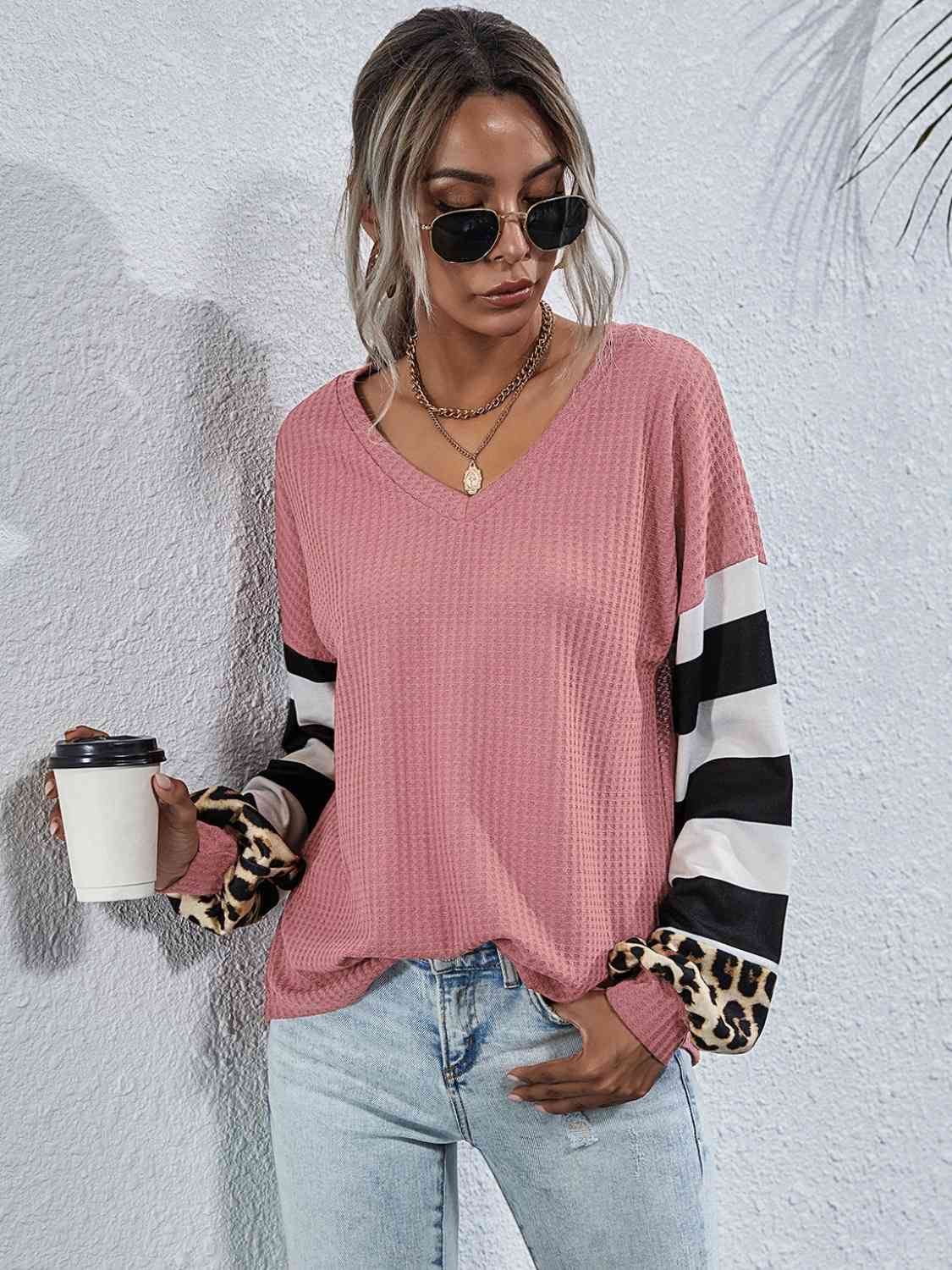 Leopard Striped Waffle-Knit Top - Create the impossible