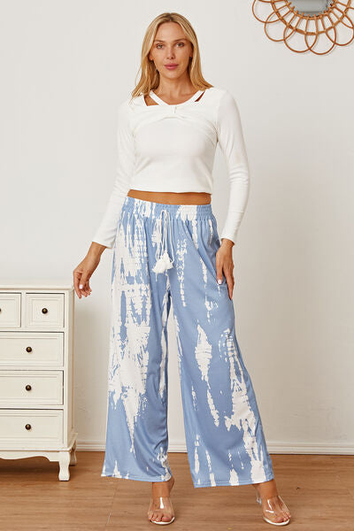 Printed High Waist Wide Leg Pants