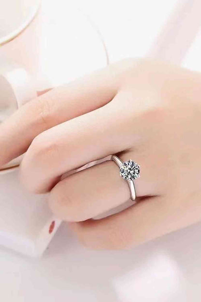 Adored 925 Sterling Silver 3 Carat Moissanite 6-Prong Ring