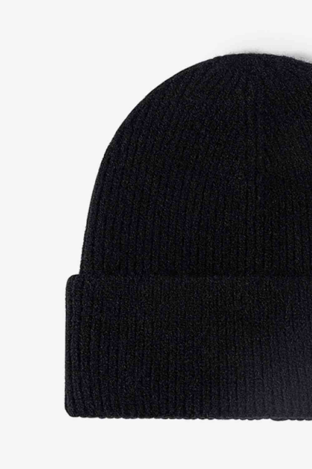 Letter N Patch Cuffed Knit Beanie