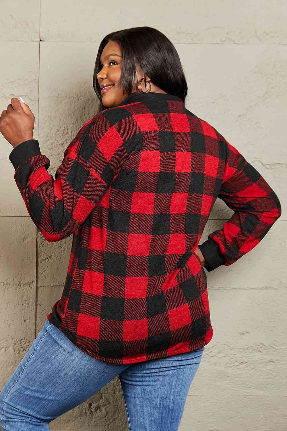 Heimish Make It Last Full Size Contrast Plaid Shacket - Create the impossible