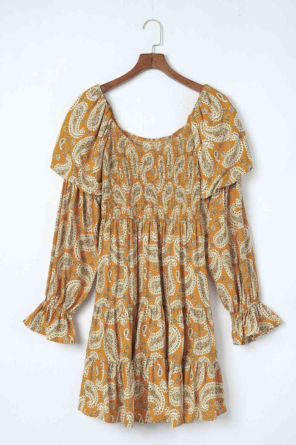 Paisley Flounce Sleeve Dress