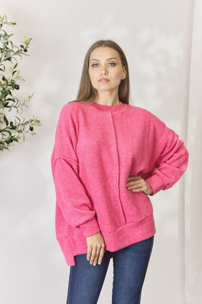 Zenana Full Size Center Seam Long Sleeve Sweatshirt - Create the impossible