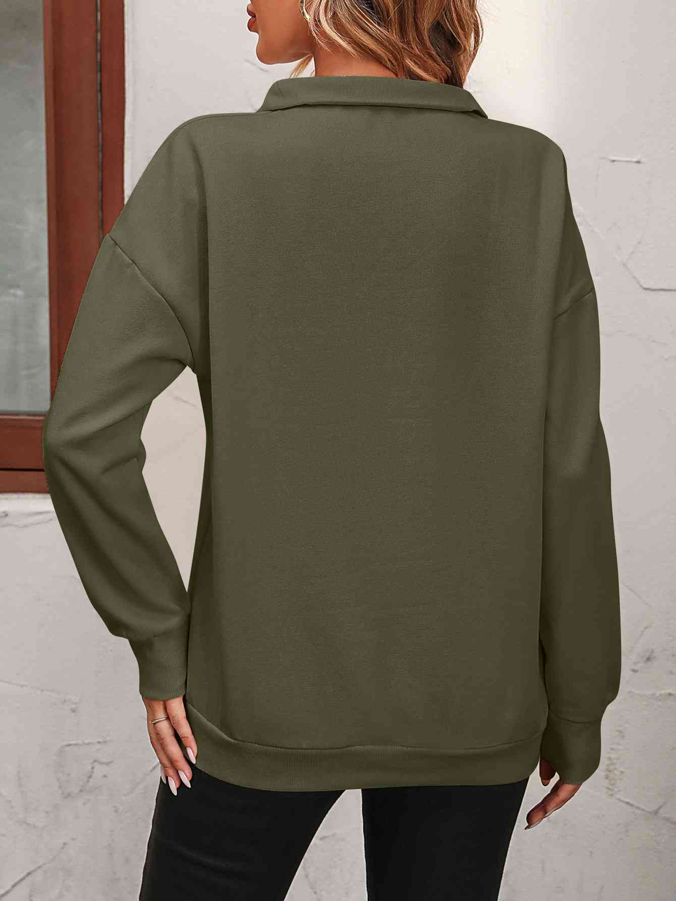 Zip-Up Dropped Shoulder Sweatshirt - Create the impossible