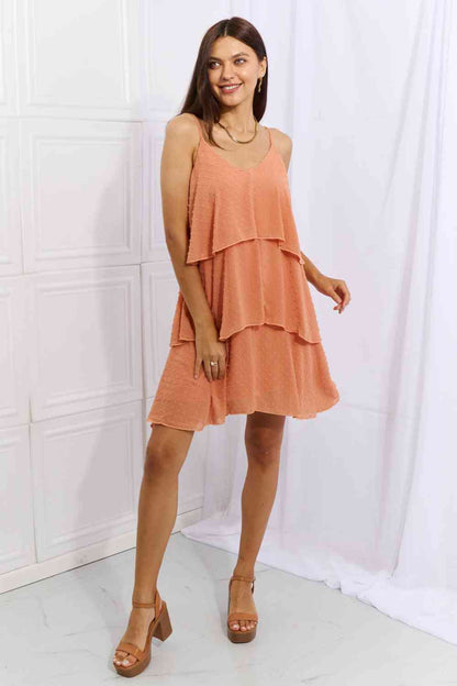 Culture Code By The River Full Size Cascade Ruffle Style Cami Dress in Sherbet