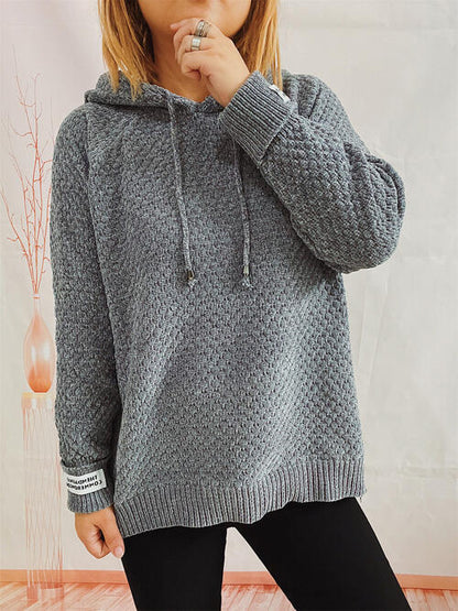 Drawstring Long Sleeve  Hooded Sweater - Create the impossible