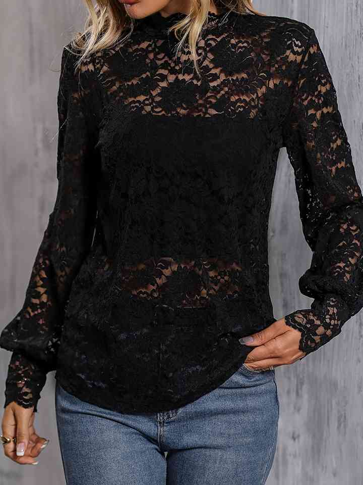 Mock Neck Lace Blouse - Create the impossible