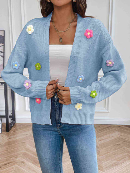 Floral Long Sleeve Open Front Cardigan - Create the impossible