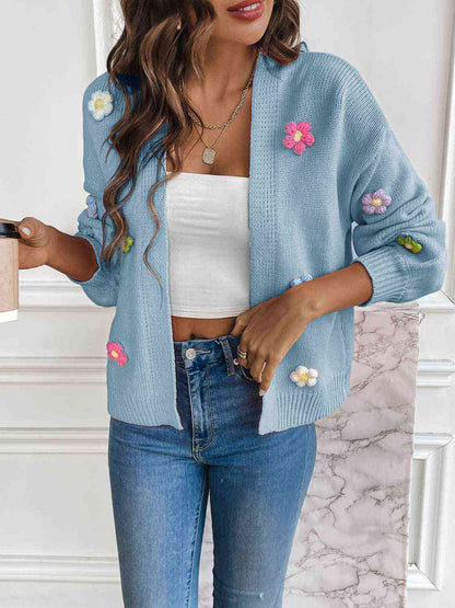 Floral Long Sleeve Open Front Cardigan - Create the impossible