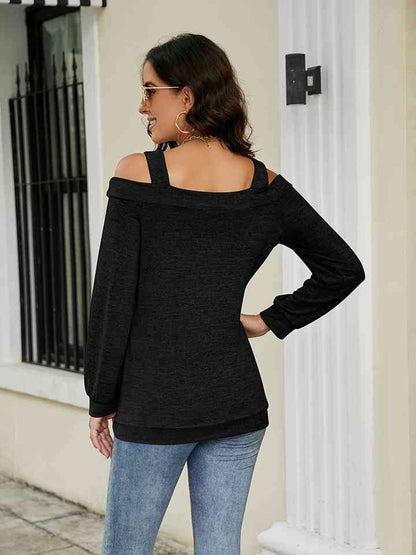 Cold Shoulder Cutout Square Neck Blouse - Create the impossible