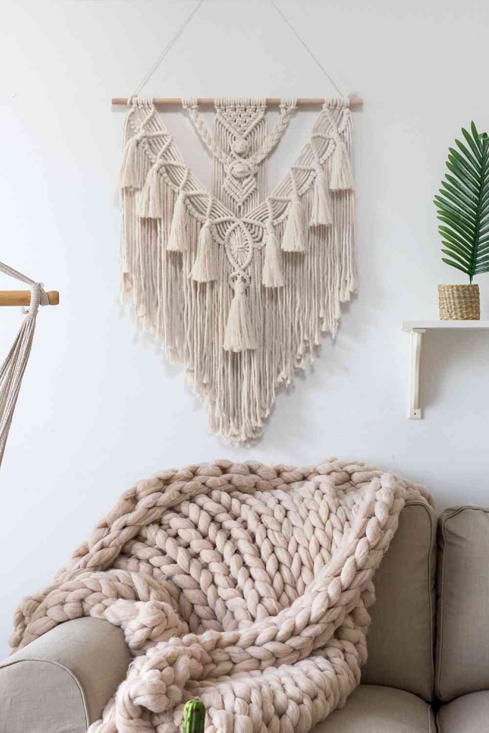 Macrame Fringe Wall Hanging Decor