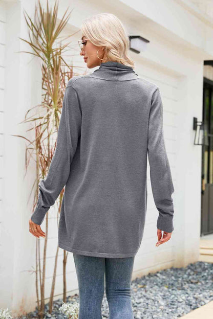 Open Front Long Sleeve Longline Cardigan
