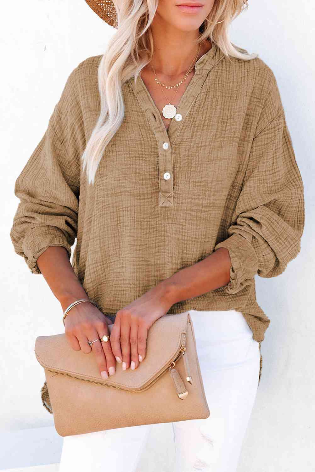 Buttoned Long Sleeve Blouse - Create the impossible