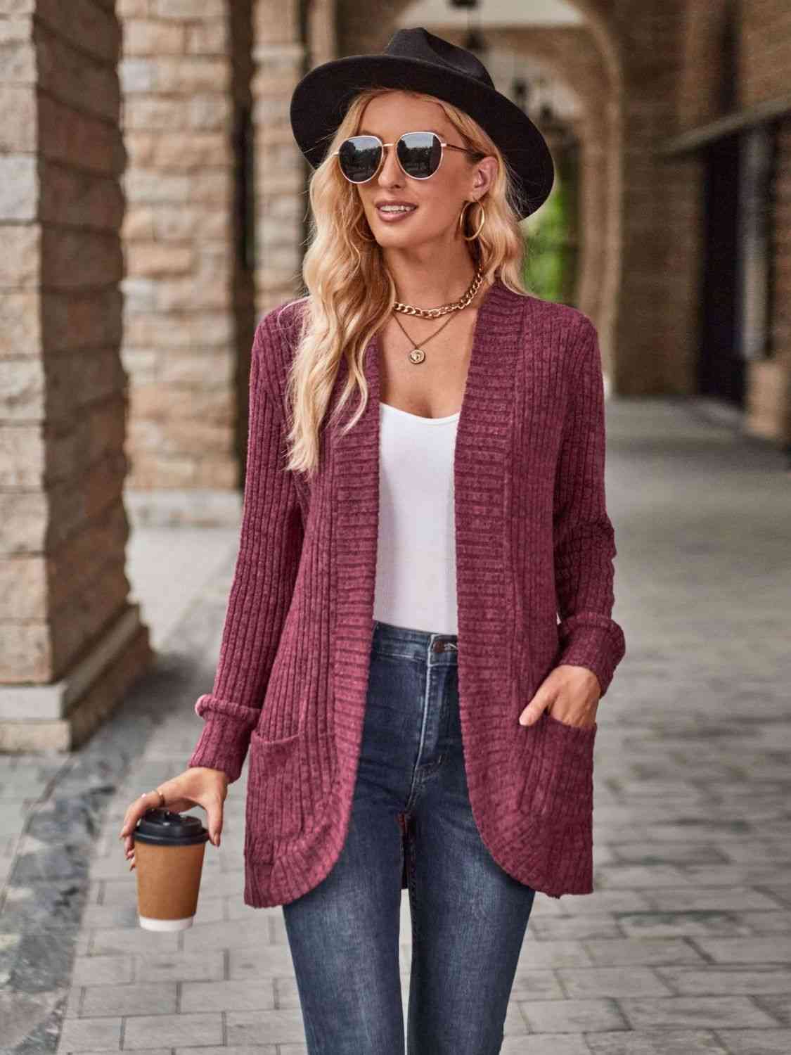 Open Front Cardigan with Pockets - Create the impossible