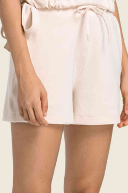 Drawstring Elastic Waist Sports Shorts with Pockets