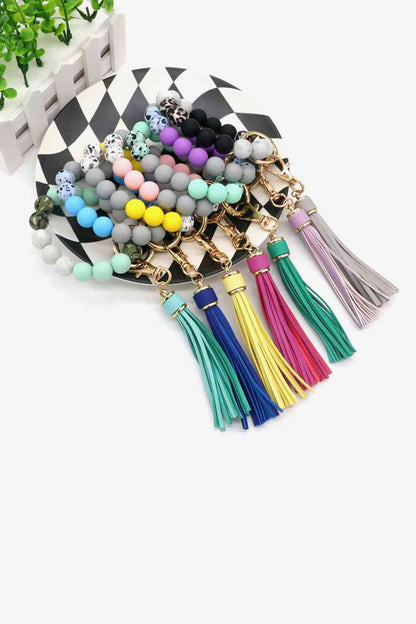 Assorted 2-Pack Multicolored Beaded Tassel Keychain