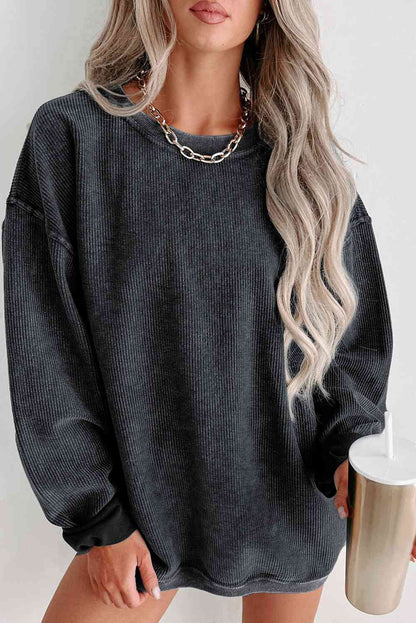 Round Neck Dropped Shoulder Sweatshirt - Create the impossible