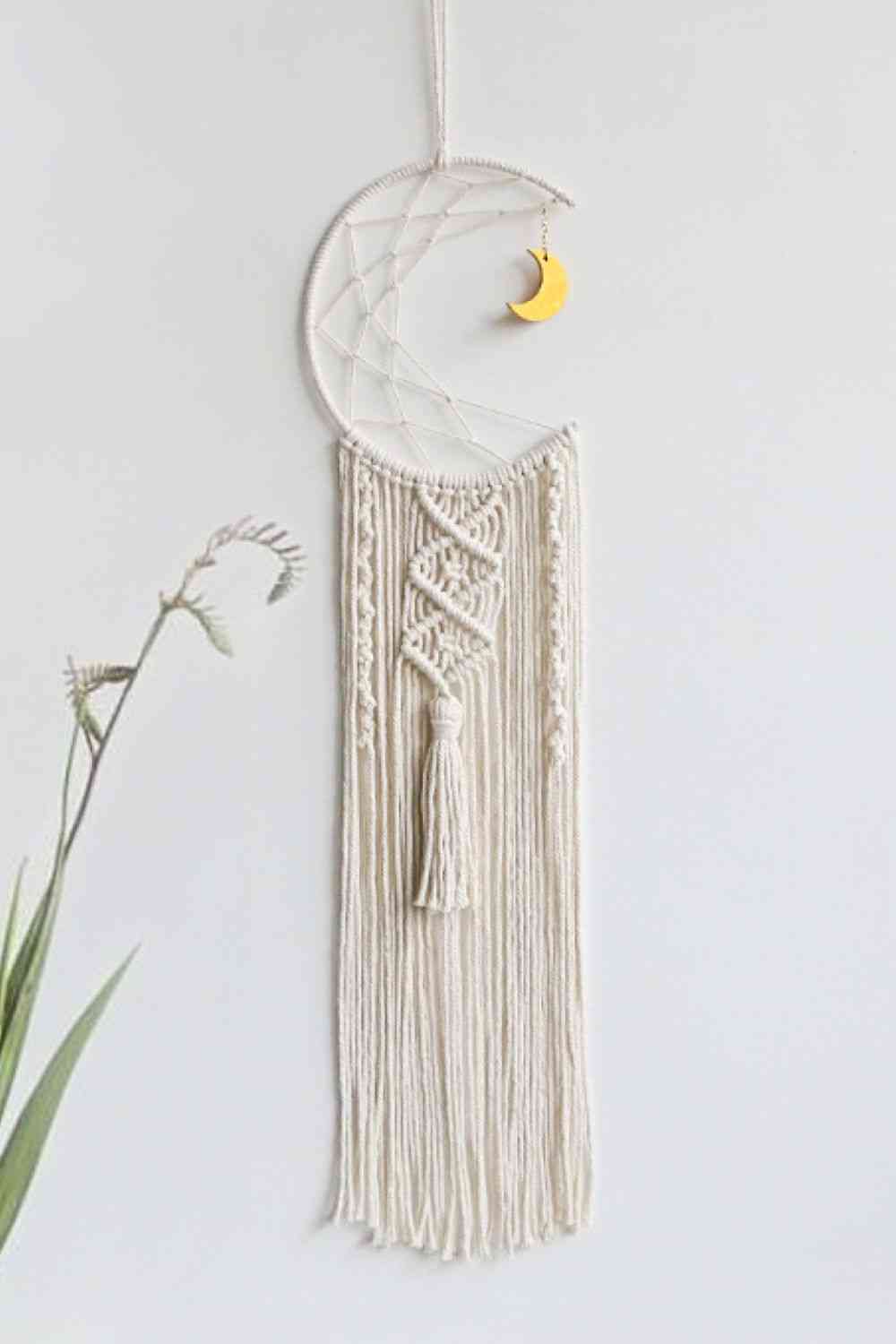 Bohemian Hand-Woven Moon Macrame Wall Hanging