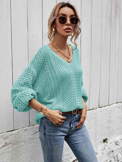 V-Neck Dropped Shoulder Sweater