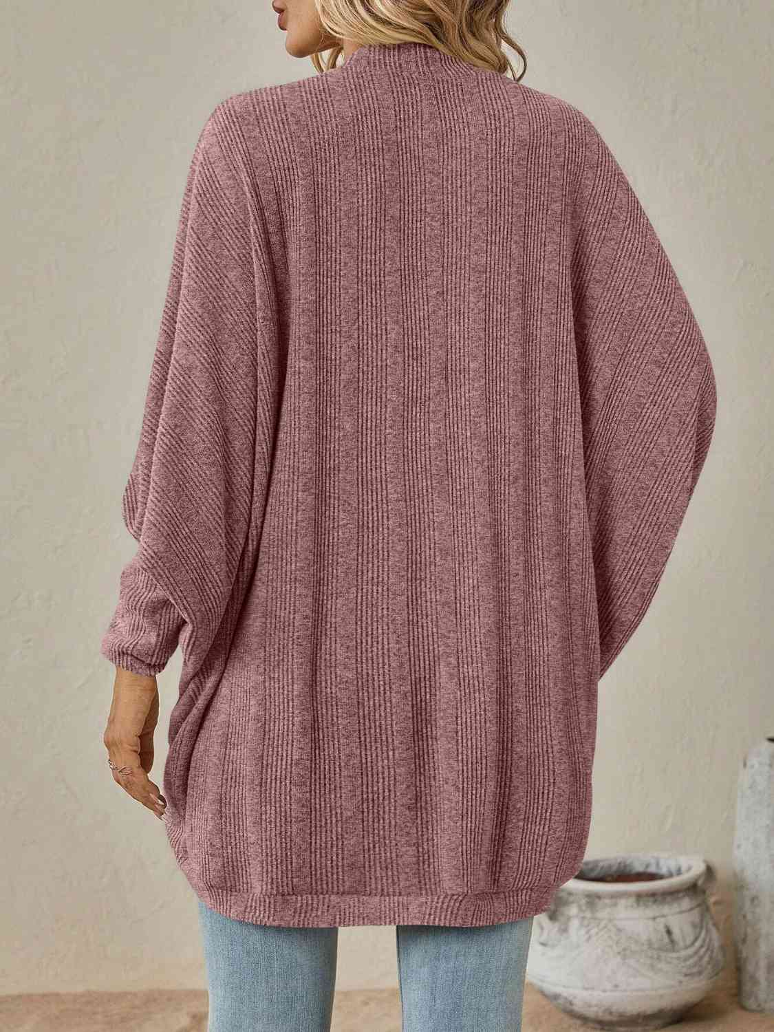 Open Front  Dropped Shoulder Cardigan