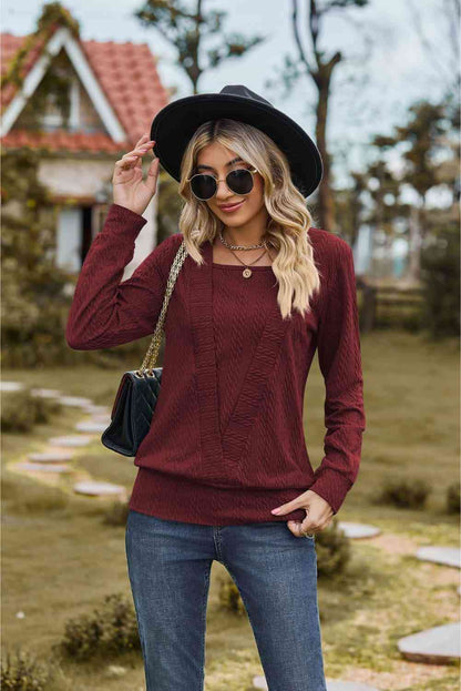 Square Neck Long Sleeve Blouse - Create the impossible