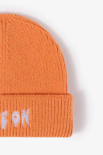 COME ON Embroidered Cuff Knit Beanie