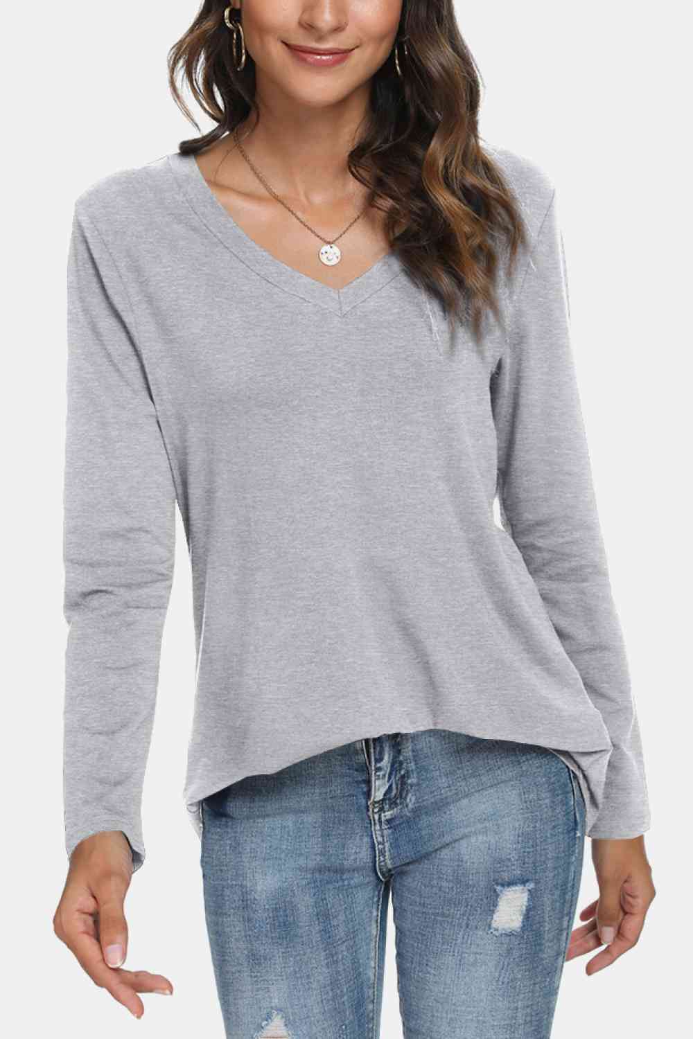 V-Neck Long Sleeve T-Shirt