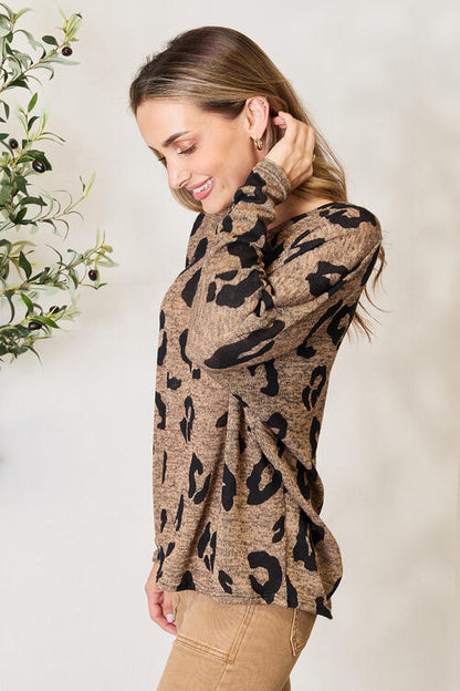 Hopely Full Size Leopard V-Neck Long Sleeve T-Shirt - Create the impossible