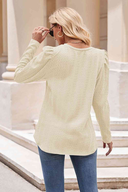 Round Neck Puff Sleeve Blouse - Create the impossible