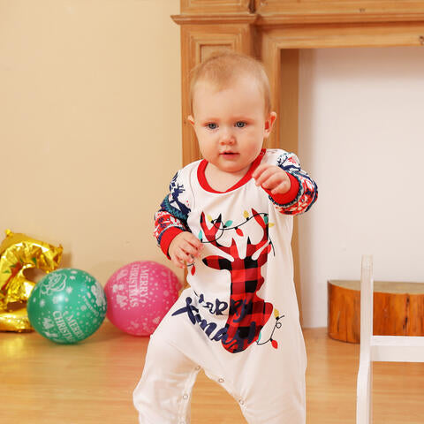 Baby MERRY XMAS Reindeer Graphic Jumpsuit