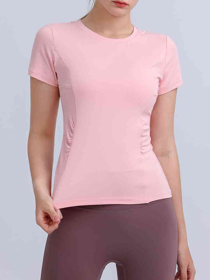 Round Neck Short Sleeve Active Top