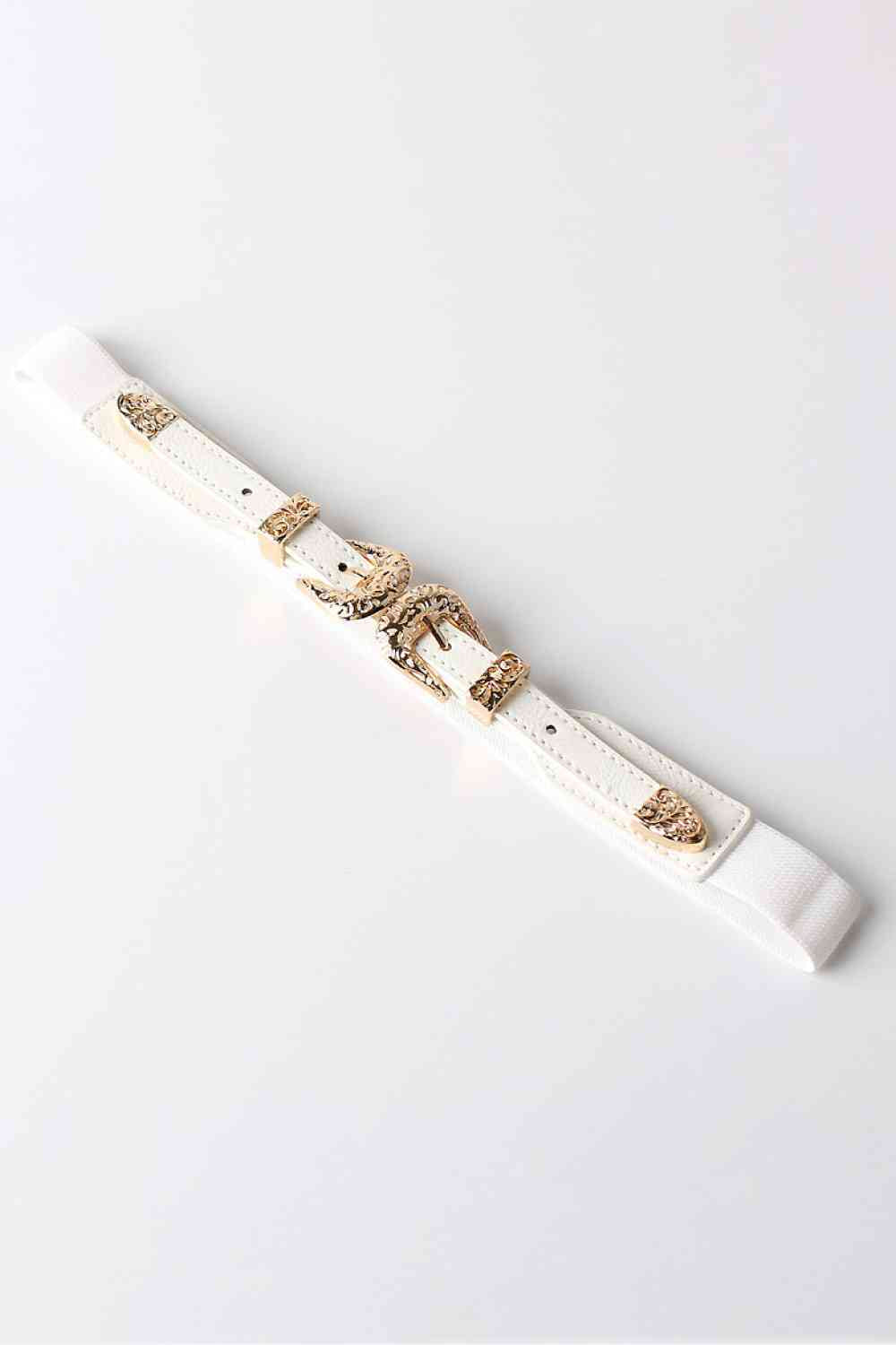 Double Buckle PU Leather Belt