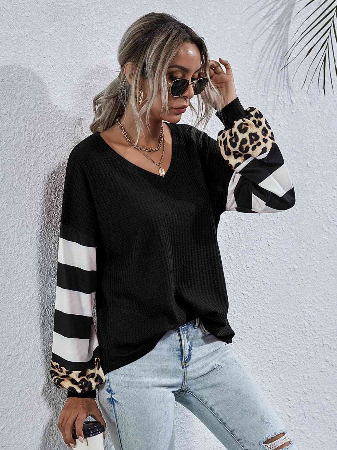 Leopard Striped Waffle-Knit Top - Create the impossible