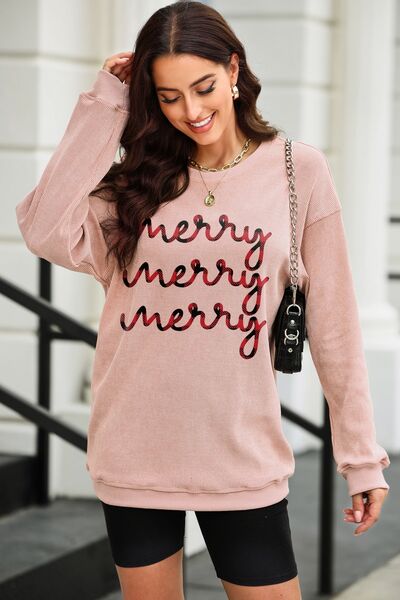 Letter Graphic Round Neck Sweatshirt