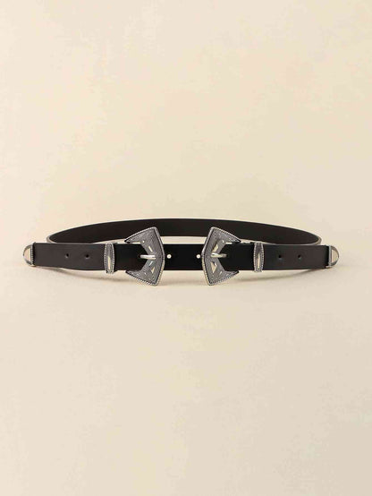 Double Buckle PU Leather Belt